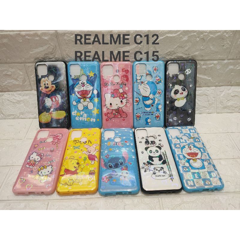 REALME C12, REALME C15 SOFTCASE KARAKTER 3D GLOSSY 360 TEMPERED GLASS MOTIF