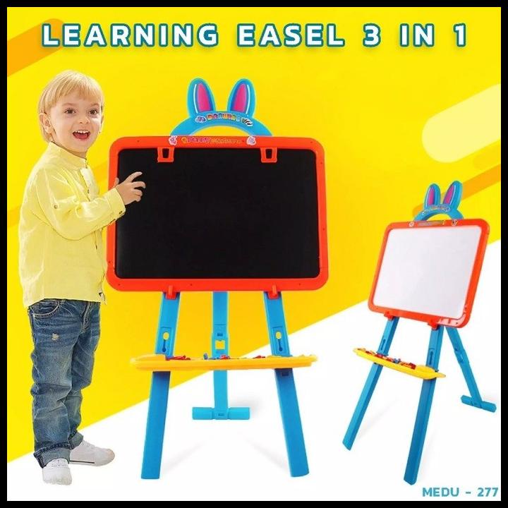 

TERBARUU!! Mainan Anak Learning Easel 3 In 1 Papan Tulis Magnet Black White Board TERLARIS