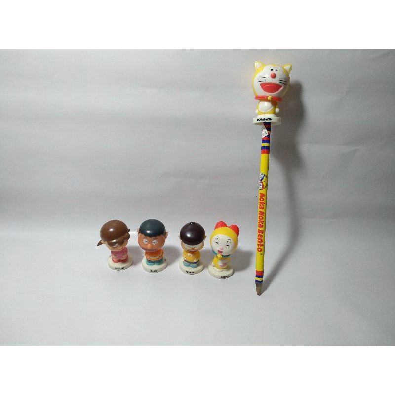 Doraemon Nobita Bobble Head Hokben Toy Meal Shizuka Kidzu Pencil Jadul Pensil Dorami Gian Takeshi