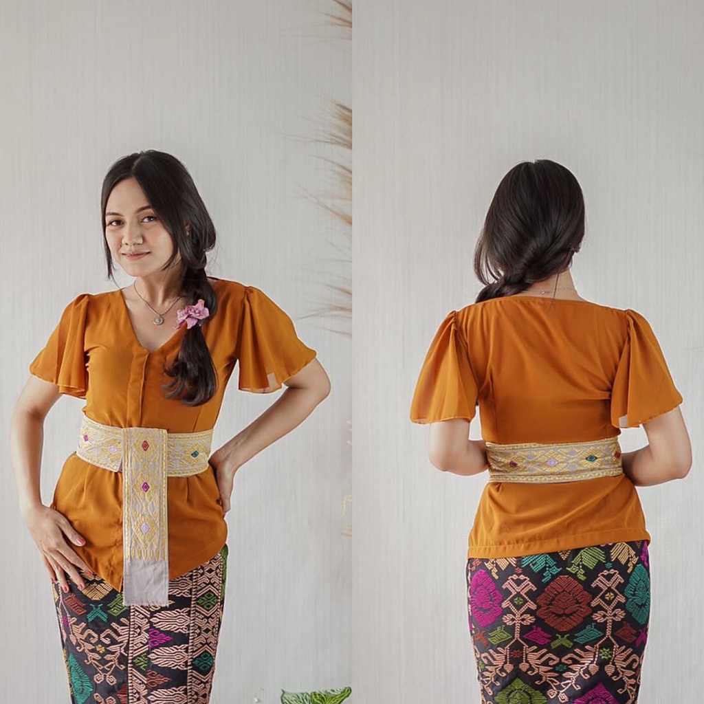Kebaya Sifon Polos Lengan Rumbai