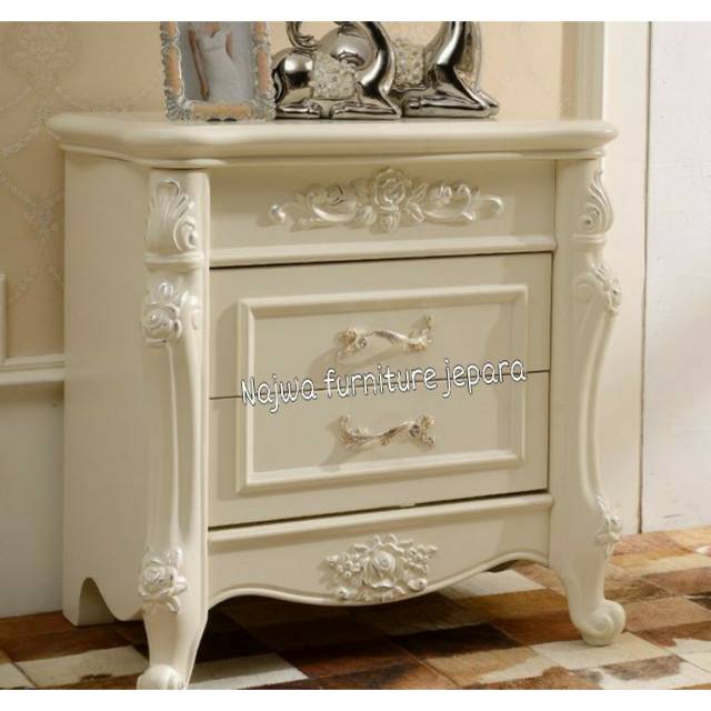 nakas laci cantik jati cat duco putih