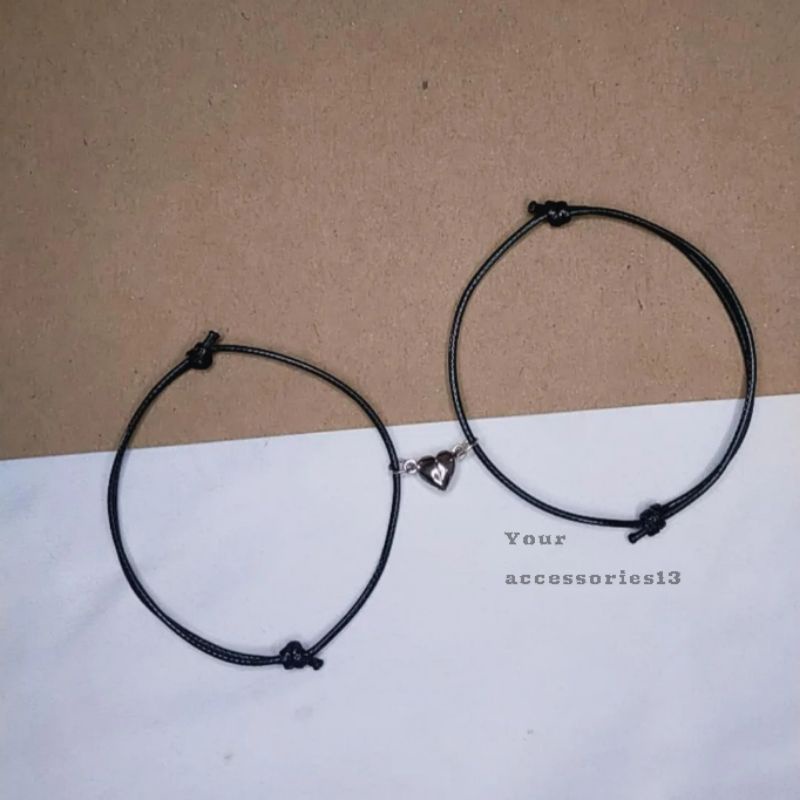 Sepasang gelang magnet love || Gelang couple hitam