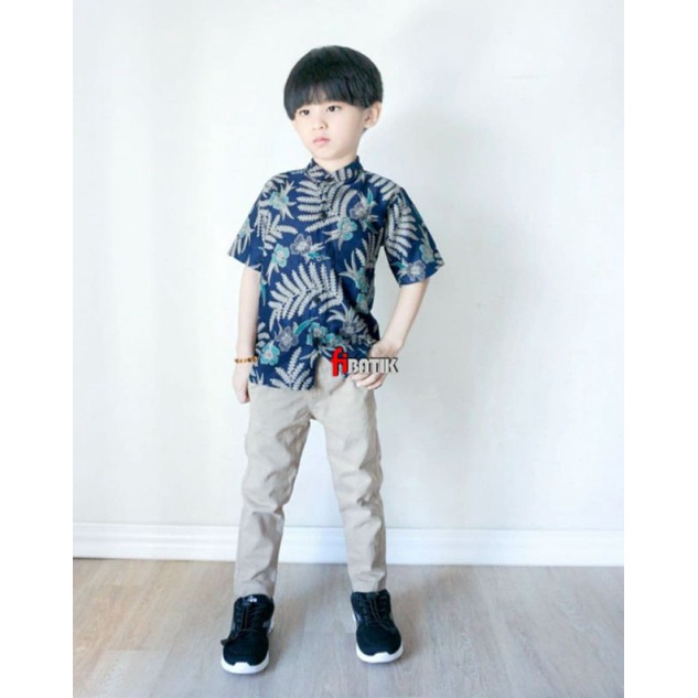 Kemeja Batik Anak Laki Laki M L XL XXL Baju Batik Anak Lengan Pendek Seragam Batik