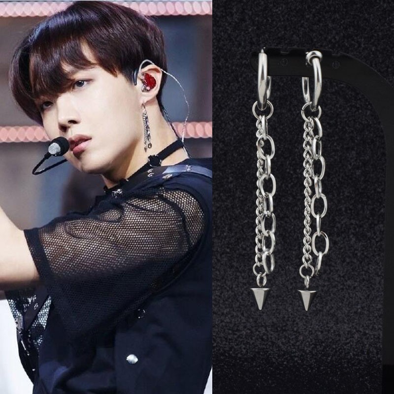 Anting Tumpuk Model Kpop BTS J-Hope Same Style dengan Rantai