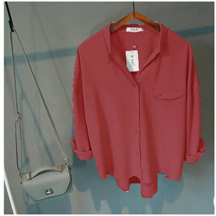 Emma Mrh Bata Ro Blouse Wanita Twiscone Merah Bata Top Quality