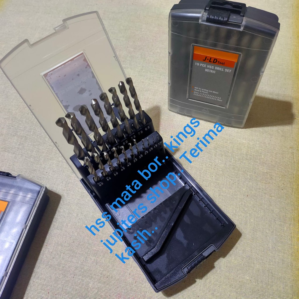 JLD HSS MATA BOR SET 1MM SD 10MM 19PC BESI BAJA KAYU ALUMINIUM PELASTIK MATA BOR