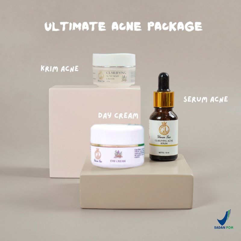 (FRE LIP GLOSS)Glanzen Lux Ultimate Acne Bpom Paket Skincare Pelembab Wajah Krimi