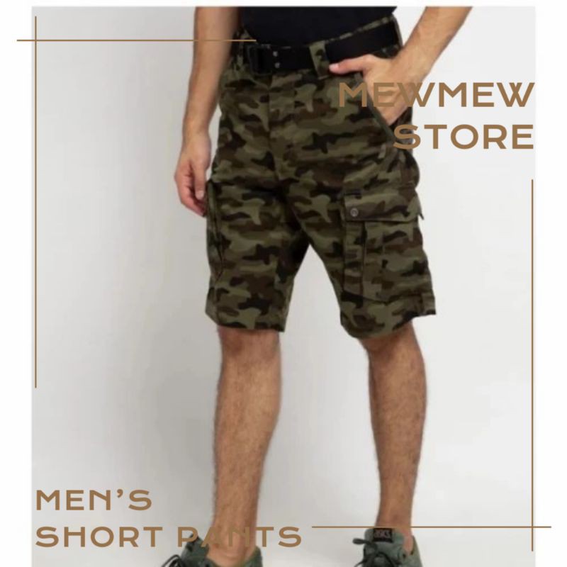 Celana Pendek Cargo Pria Hijau Army Original 100% MGEE ZETTA C008