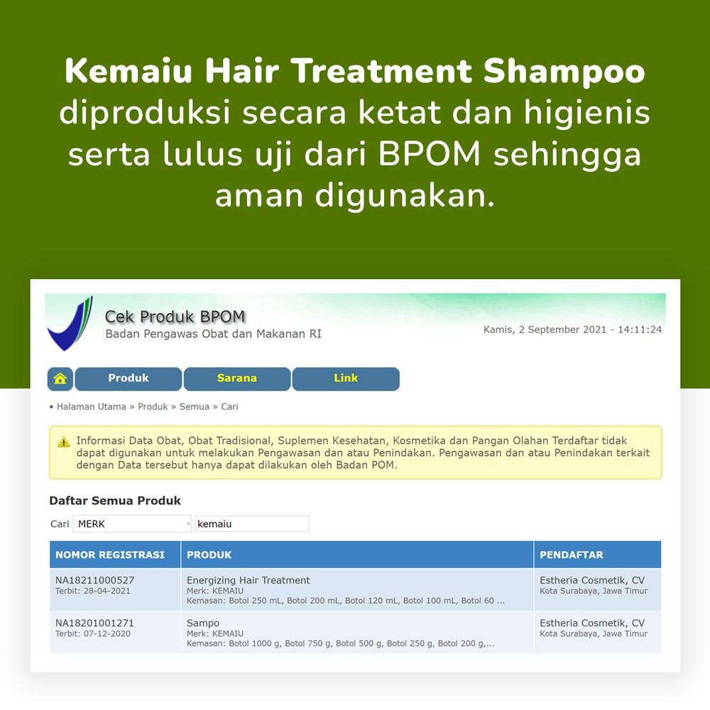 KEMAIU Hair Treatment SHAMPOO dan HAIR TONIC - Atasi Rambut Rontok