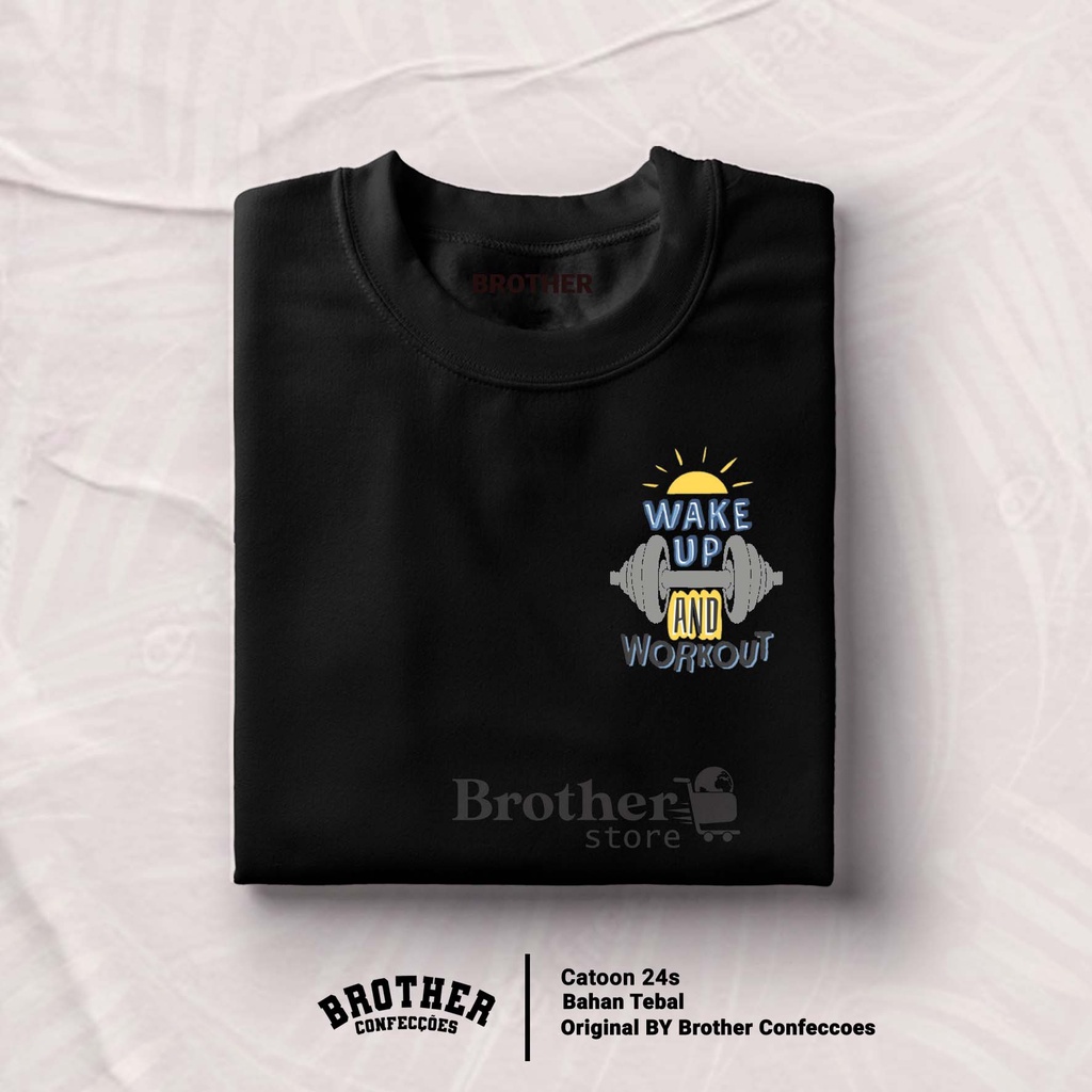 BROTHER STORE Kaos Distro Pria - KAOS COWOK - Kaos Kata Kata - WAKE UP Premium