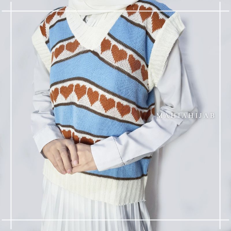 Jisoo Vest Rompi rajut by Mahiahijab ala korean style kekinian OOTD knitwear