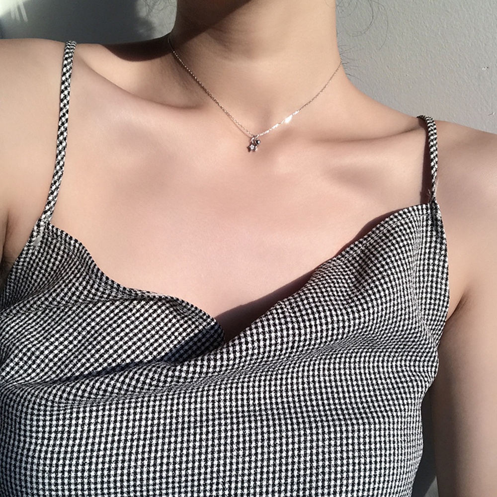 【COD Tangding】Kalung Rantai Pendek Liontin Bintang Dan Lonceng Gaya Retro Untuk Wanita