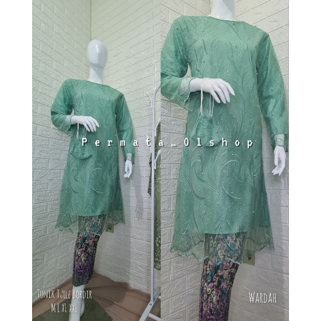 Kebaya Tunik Tulle Bordir Modern / Kebaya Wisuda / Kebaya Brukat / Kebaya Pesta / Kebaya Tunik / Kebaya Kondangan / Baju Kurung Modern / Baju Kebaya Tunik Kurung / Setelan Kebaya Modern