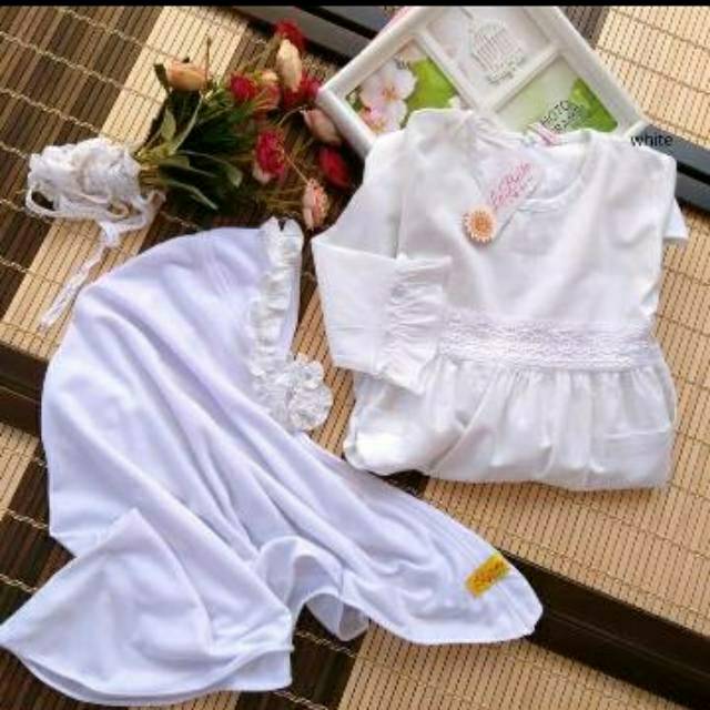 TERPOPULER GAMIS PUTIH 3 & 8 TAHUN BASIC POLOS ANAK MANASIK SYARI PANJANG JILBAB SYARI HAJI PLAIN
