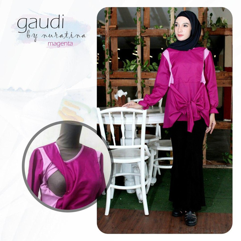 Baju menyusui Gaudi Magenta Nursingwearmommy
