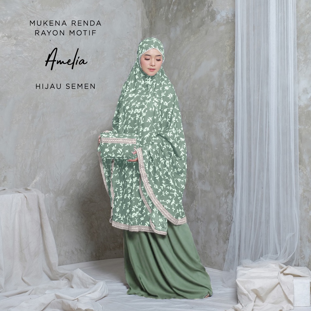 PUSAT MUKENA TASIK - MUKENA DEWASA RENDA RAYON MOTIF AMELIA