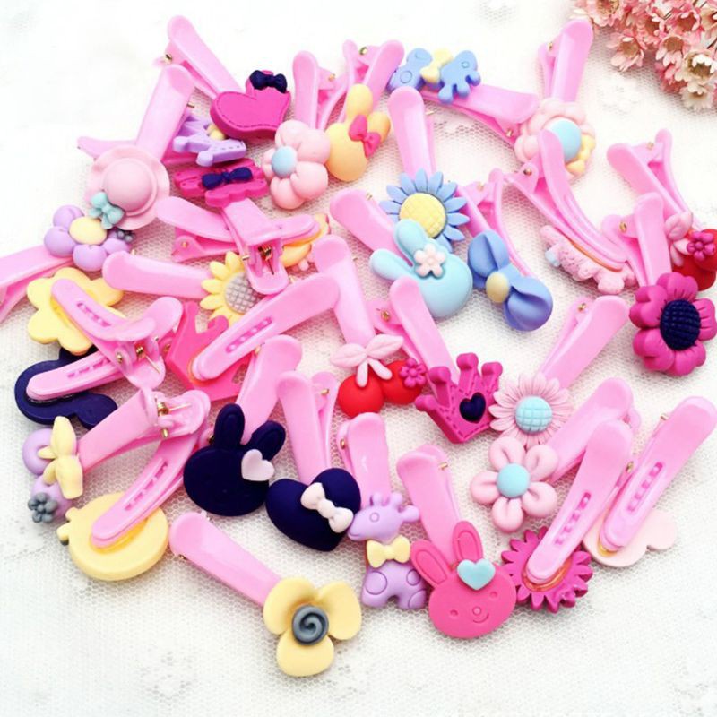 Glitter Child Baby Girls Polished Plastic Hair Clip Cute Cartoon Animal Floral Elastic Rubber Band Ponytail Holder Party Hairpin Barrette Random Style