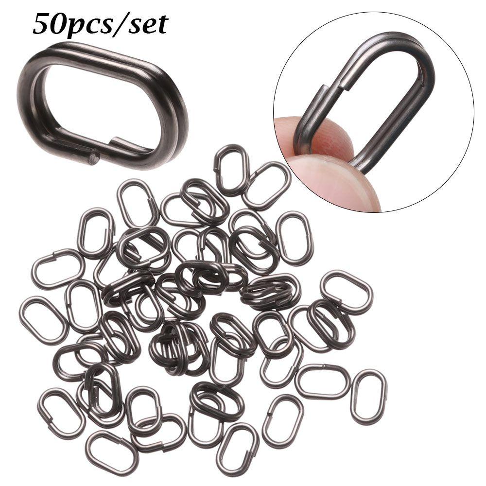 TOP Memancing Gantung Snap Portable High Quality Fast Lock Stainless Steel Line Tackle Oval Split Rings