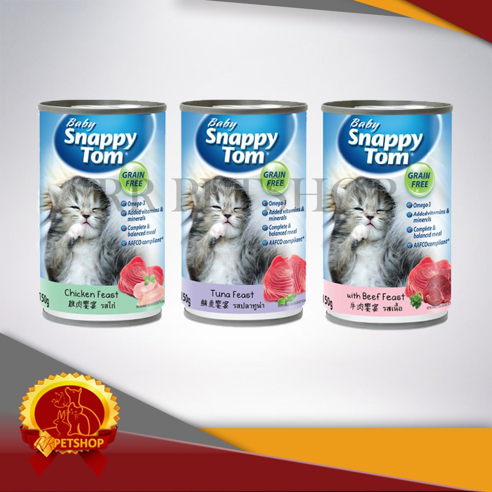 Makanan Kucing Snappy Tom Baby Kaleng 150 gram Makanan Basah