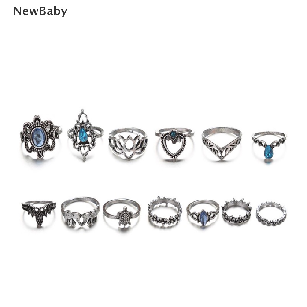 Newbaby 13pcsset Cincin Wanita Aneka Desain Gaya Retrobohobohemian Untuk Pesta