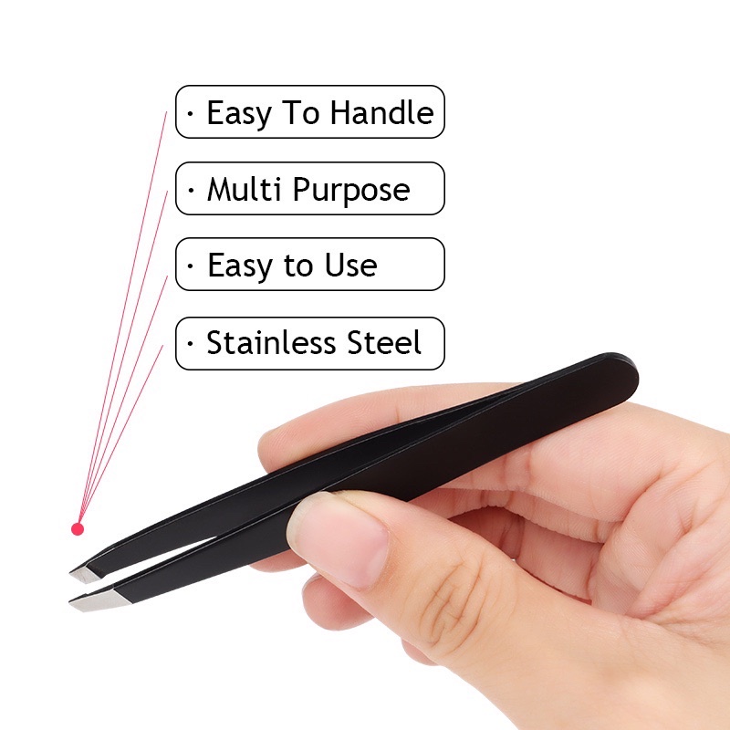 Eyebrow Tweezer - Eyebrow Tweezer BLACK Hair Beauty Fine Hairs Puller Stainless Steel Slanted Eye Brow Clips Removal Makeup Tools