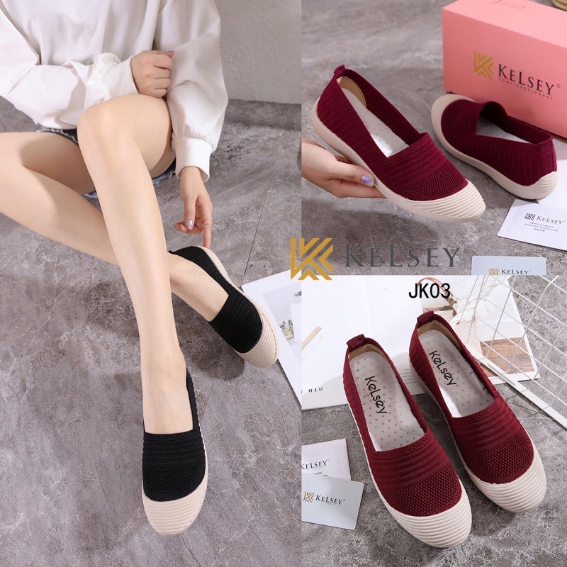 RESTOCK!! NICOLE SEPATU SLIP ON KELSEY JK03 SEPATU FLAT WANITA Sepatu Wanita Import Slip On Soft Kanvas Elastis Anti Slip