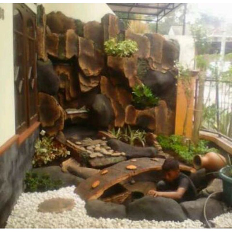 pembuatan relief tebing air terjun