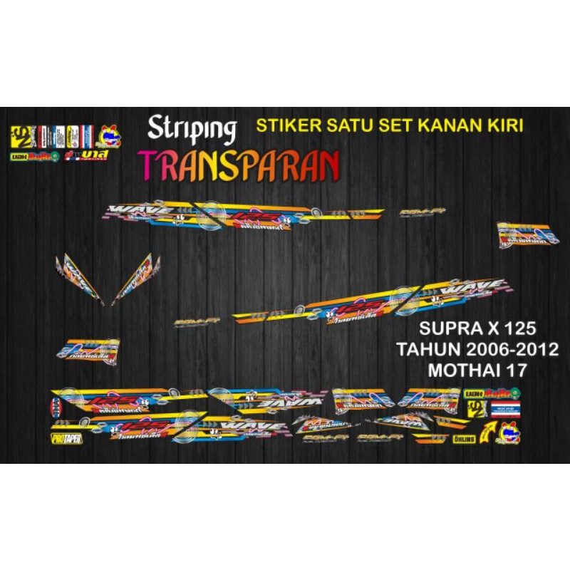 stiker hologram transparan decal variasi supra x 125 tahun 2006-2012 montai 17