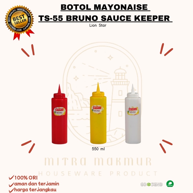 SALE!! BOTOL MAYONAISE 425-550 ml TS-54-55 Bruno Sauce Keeper