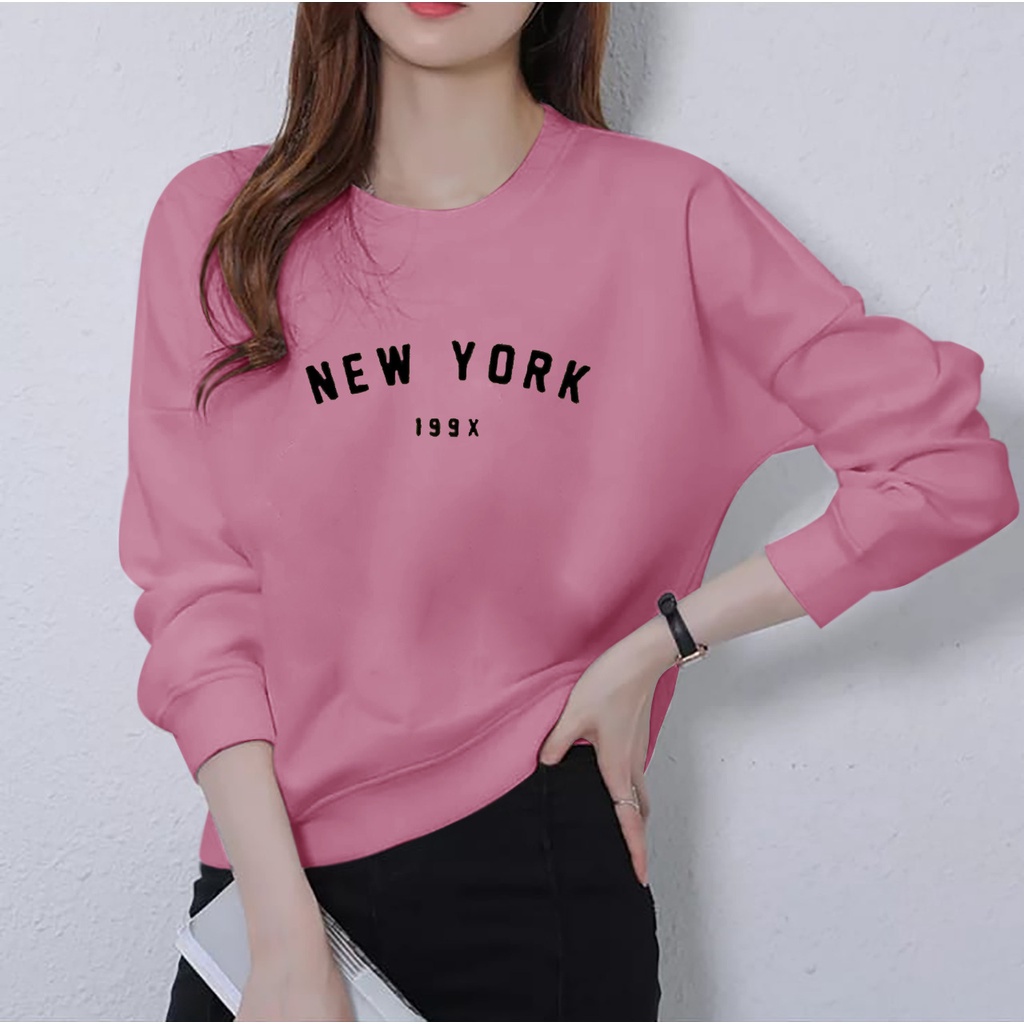 baju trendy NEW YORK wanita terbaru-kaos distro cewek lengan panjang keren kekinian-baju cewek kece terlaris