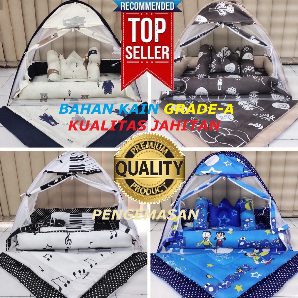 Kasur Kelambu Bayi Baru Set Bantal Guling PREMIUM / Kasur Lipat Kelambu Bayi / Kasur Kelambu