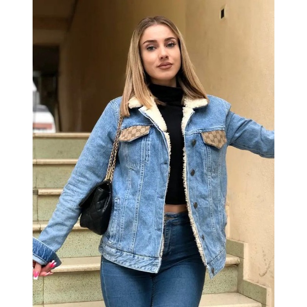tag label denim fur jaket