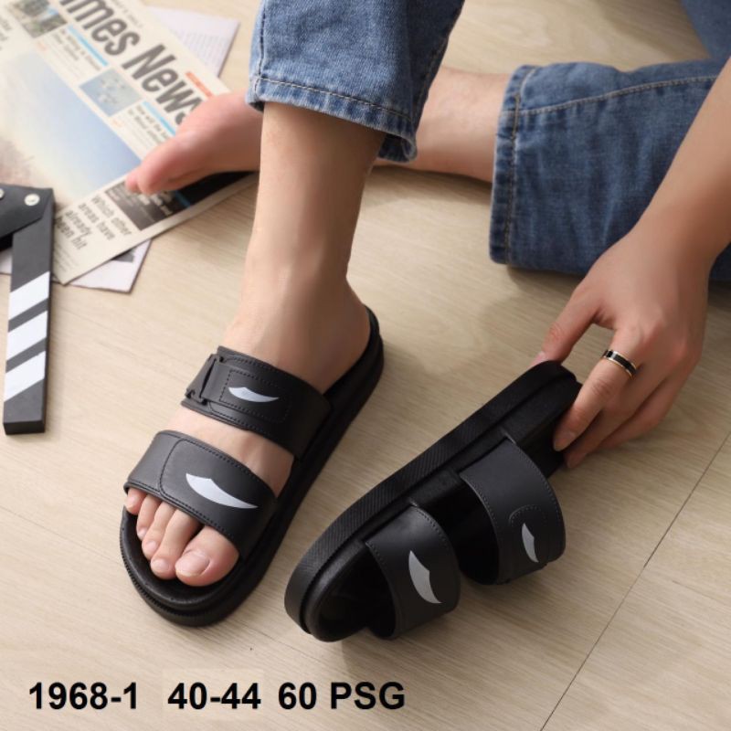 Sandal Slop Karet Jelly Import Pria Wanita Balance 1962 Hitam