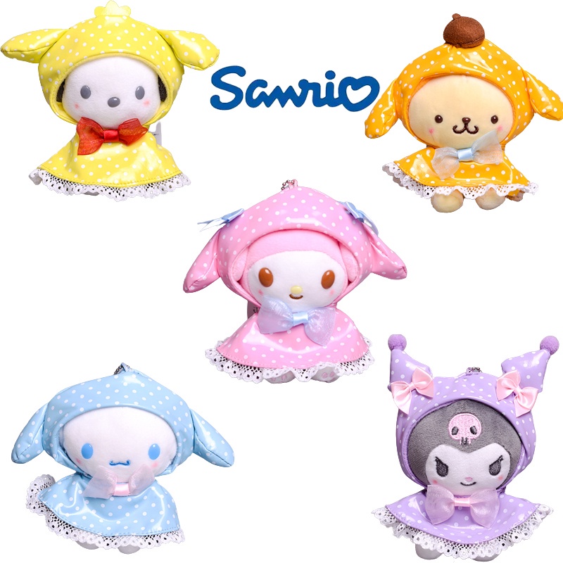 Sanrio Kuromi Plush My Melody Cinnamonroll Raincoat Plush Doll Pendant Backpack Ornament Decor Gifts