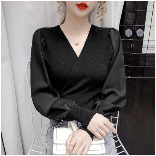 atasan RAJUT + MESH IMPORT rajut lengan panjang fashion korea style wanita 0210# IMPORT