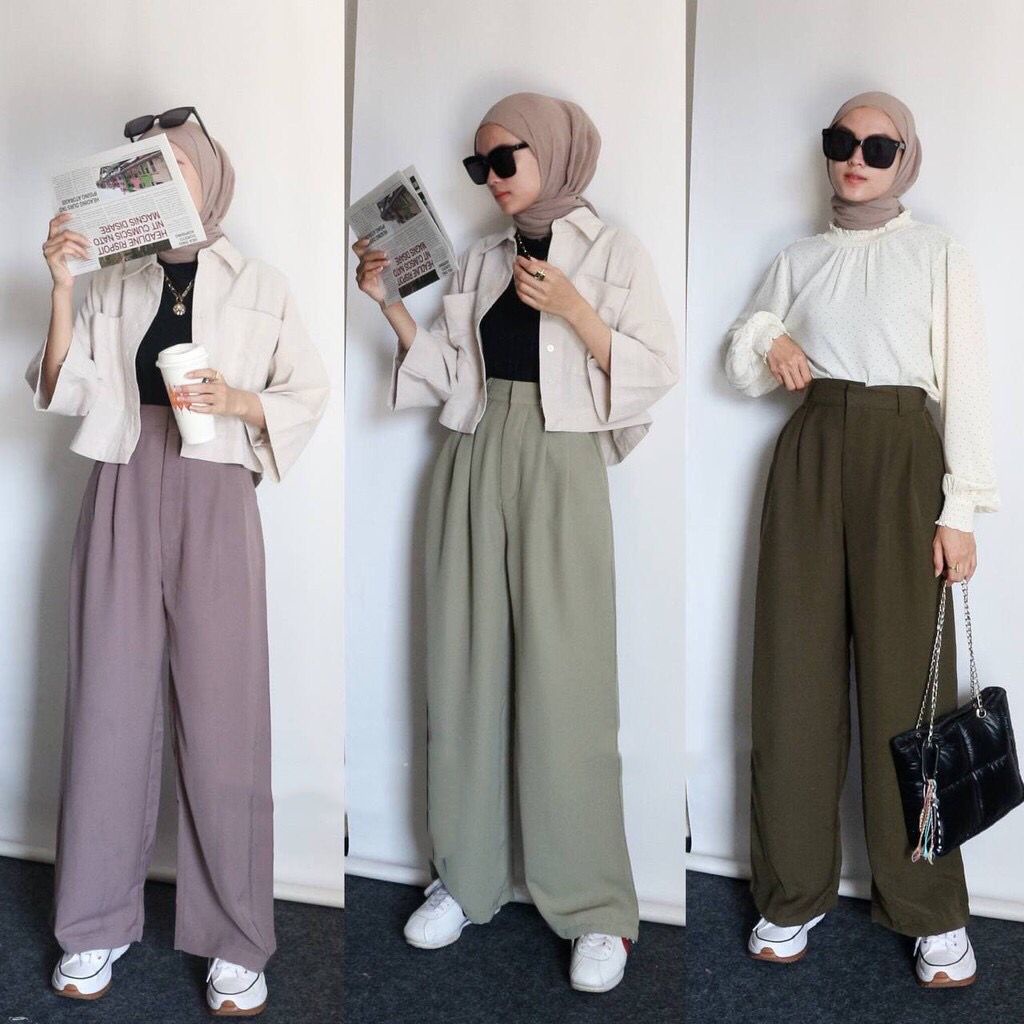 1KG MUAT 4PCS | LOOSE TROUSERS PANTS WANITA ASOKA HITS FASHION WANITA KOREAN STYLE OOTD