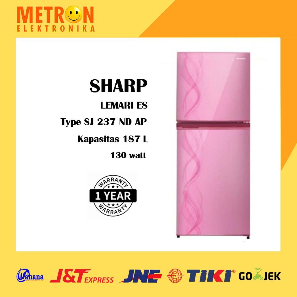 SHARP SJ 237 ND AP / AURORA PINK KULKAS LEMARI ES 2 PINTU / SJ237NDAP