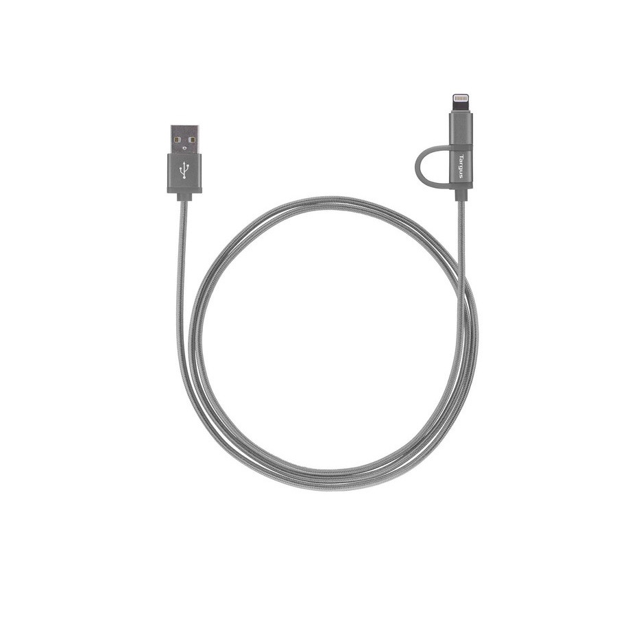 Kabel Data Targus ACC995AP USB A to Lightning &amp; Micro USB 1,2M 2.4A - GREY