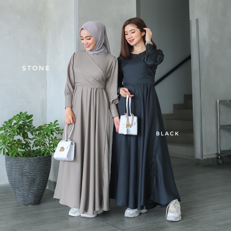 Rereyshop Madina Dress Bahan Shakilla Import Adem Dress Wanita Terlaris