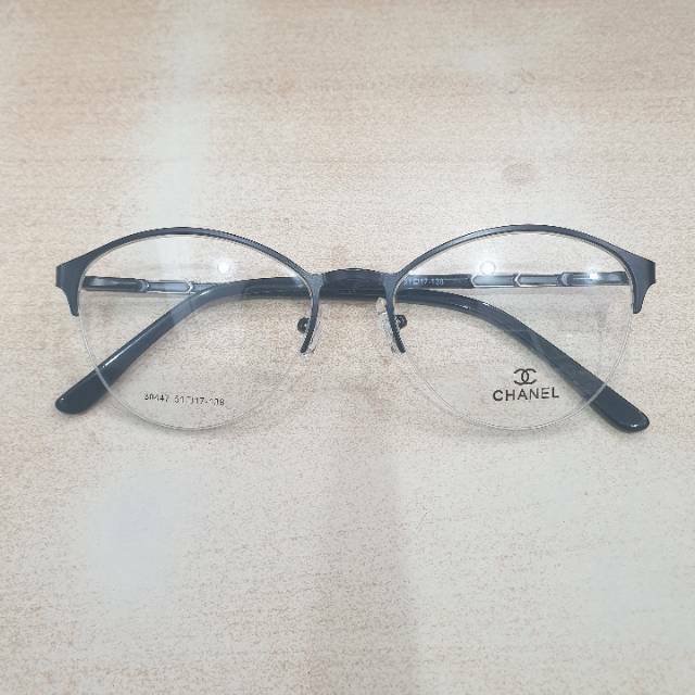 Kacamata gantung half frame bulat besi ringan berkualitas dengan lensa anti radiasi minus normal dll