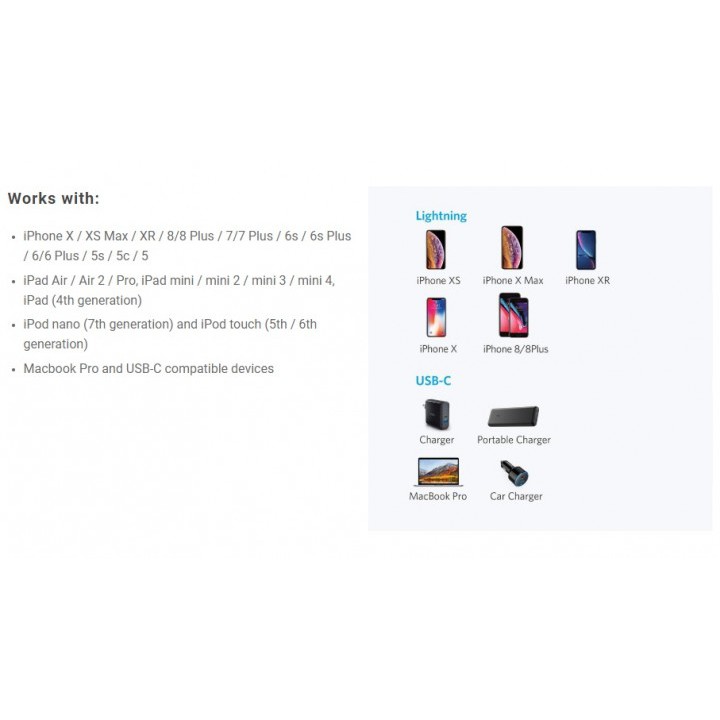 ANKER A8612 PowerLine Select - USB-C to Lightning MFI Data Cable 3ft