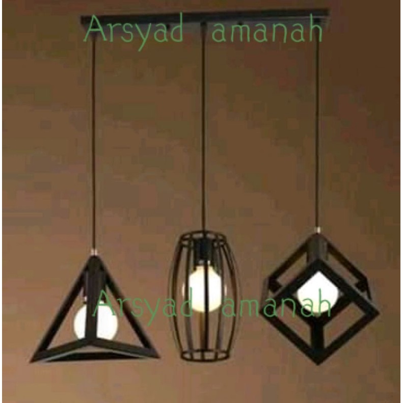 lampu gantung full set model variasi 3.3in1+bohlam 3 pcs