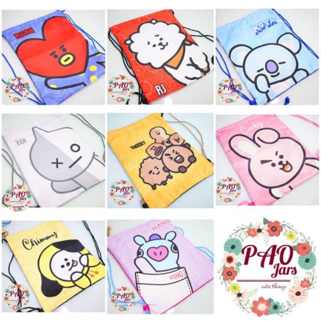 Tas serut BT21 tata / tas sekolah BTS / tas serut mang / tas serut chimmy