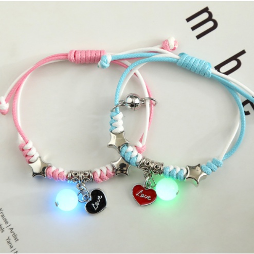 2 Pcs Gelang bercahaya Couple teman terbaik Gelang Tali Karet Gelang Produk Baru Di Toko Couple Bracelets Fashion new