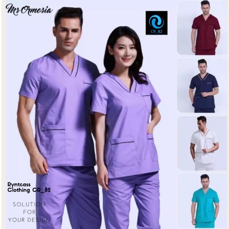 Baju Oka Lengan Pendek / Baju Oka Kombinasi List /Baju Jaga Dokter / Baju Perawat / Seragam Medis