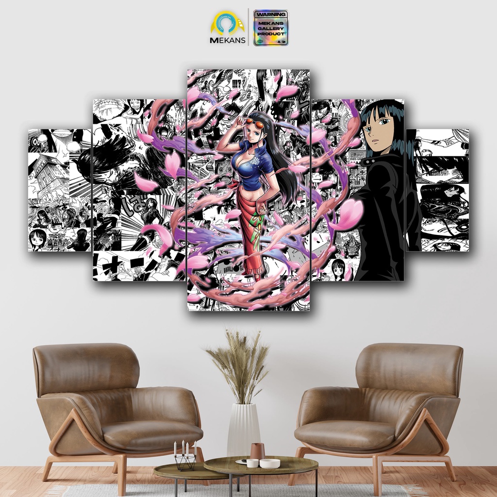 MEKANS 1 SET  Pajangan Hiasan dinding ONE PIECE NICO ROBIN 5pcs  Poster Kayu Wall Decor