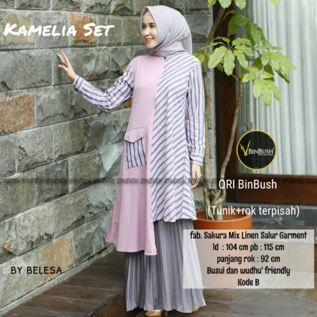 Kamelia Set (tunik &rok terpisah) ori Binbush