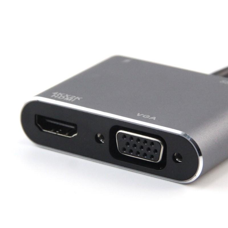 KONEKTOR TYPE-C TO HDMI WITH PORT CHARGER TYPE C | CONVERTER TYPE-C TO HDMI TO VGA + PORT USB 3.0 4 IN 1 - TEKNO KITA