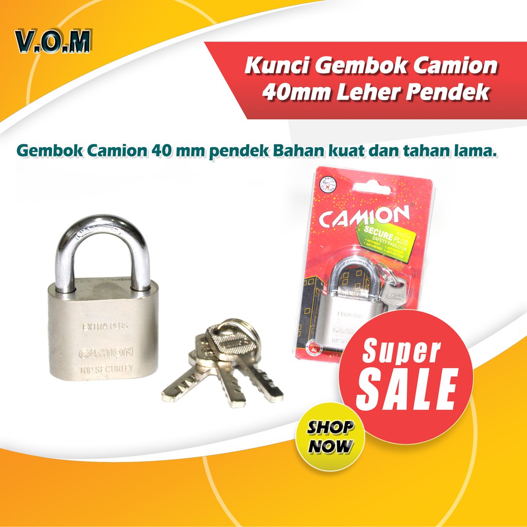 VOM-PENDEK 40 mm Kunci Gembok Camion - Gembok 40mm Leher Pendek 0545