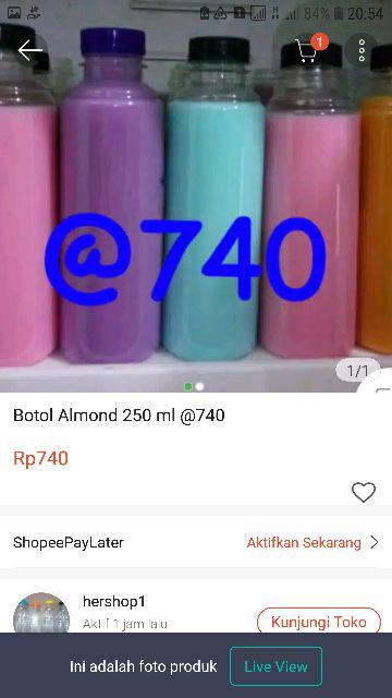 Botol Kale 250 Ml Almond @620 Luar Kota